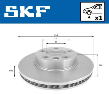 Диск гальмівний передн Лів PORSCHE CAYENNE, VW TOUAREG 2.5D-6.0 05.02-03.18 SKF VKBD80344V1
