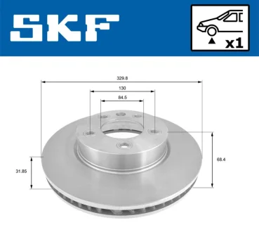 Диск гальмівний передн Прав PORSCHE CAYENNE VW TOUAREG 2.5D-6.0 05.02-03.18 SKF VKBD81057V1