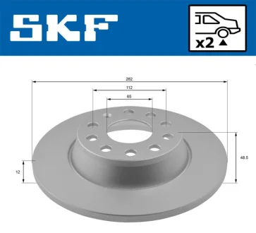 VW диск тормозов. задний Golf V, Passat 06-, Touran SKF VKBD 90014 S2