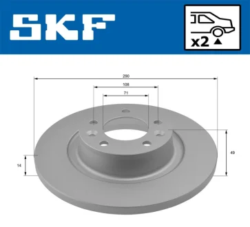 Гальмівний диск задній. Citroen Jumpy 07- SKF VKBD 90034 S2