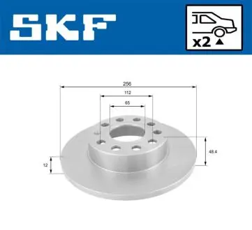 Диск гальмівний задн Лів/Прав AUDI A3, SEAT ALTEA, ALTEA XL, TOLEDO III, SKODA OCTAVIA II, SUPERB II, YETI, VW CADDY III, CADDY III/MINIVAN, GOLF PLUS V, GOLF V, GOLF VI 1.2-3.6 02.03-11.17 SKF VKBD90051S2