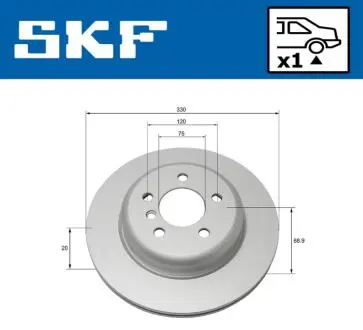 Диск гальмівний BMW 5 (F10), 5 (F11) 1.6-3.0H 06.09-02.17 SKF VKBD90102V1