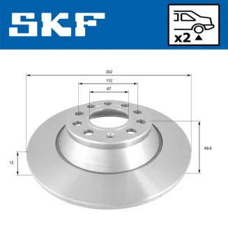 VW Диск тормозной задний AUDI A6 2.0i 2.4i 2.7TDI 2.8FSI 3.0i 05- SKF VKBD 90209 S2