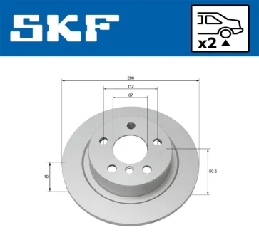 BMW Диск гальмівний задній X1/F48 SKF VKBD 90224 S2