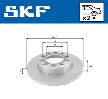 Диск гальмівний задній. AUDI 80/A4 SKF VKBD 90234 S2