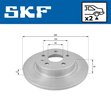 OPEL диск тормозов. задн.Astra J,Chevrolet Cruze SKF VKBD 90298 S2