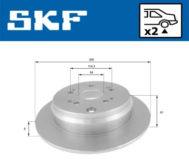 HONDA Тормозной диск задний CR-V SKF VKBD 90325 S2