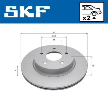 NISSAN Тормозной диск задний. X-TRAIL 14-, RENAULT KOLEOS II SKF VKBD 90424 V2