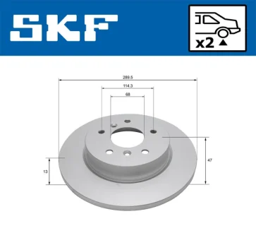 NISSAN Тормозной диск задний.Qashqai 13- SKF VKBD 90457 S2