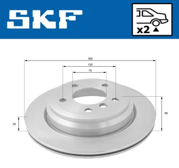 Диск тормозной (задний) BMW 1 (E81/E87)/3 (E90-E93) 04-13/X1 (E84) 09-15 (300x20)(с покр.)(вентилир) SKF VKBD91072V2