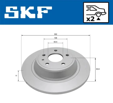 Диск гальм. задн. FORD Mondeo 14- SKF VKBD 91101 S2