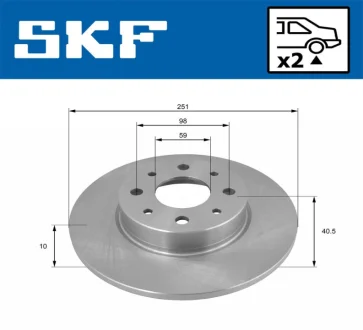ALFA ROMEO диск гальм. задн. Mito SKF VKBD 91104 S2