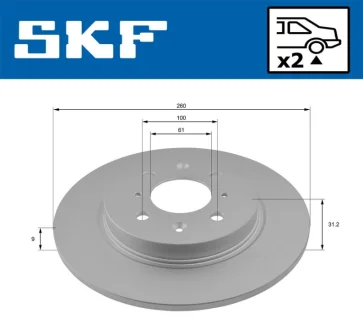 HONDA Тормозной диск задний. INSIGHT 1.3 09- SKF VKBD 91128 S2