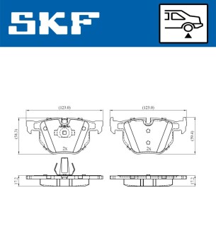 Тормозные колодки (задние) BMW X5 (E70) 06-13/(F15/F85) 13-18/X6 (E71/E72) 08-14/(F16/F86) 14-19 SKF VKBP90240