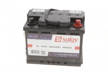 Акумуляторна батарея 60Ah/480A (242x175x190/+R) Solgy 406002
