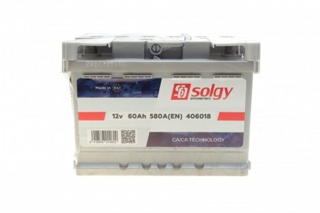 Акумуляторна батарея 60Ah/580A (242x175x175/+R) Solgy 406018 (фото 1)