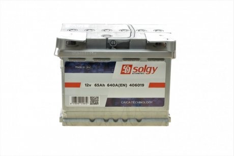 Акумуляторна батарея 65Ah/640A (242x175x190/+R) Solgy 406019