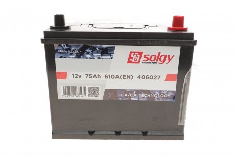 Акумуляторна батарея 75Ah/610A (261x175x225/+L/B01) (Азія) Solgy 406027
