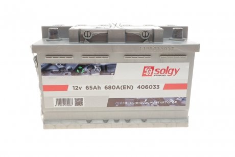 Акумуляторна батарея 65Ah/680A (278x175x175/+R/B13) (Start-Stop EFB) Solgy 406033