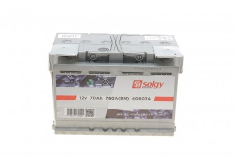 Акумуляторна батарея 70Ah/760A (278x175x190/+R/B13) (Start-Stop EFB) Solgy 406034