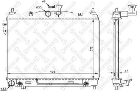 Радіатор охолодження двигуна (A/T) STELLOX 1025303SX