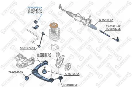 Втулка стабілізатора переднього D-22mm STELLOX 7900079SX