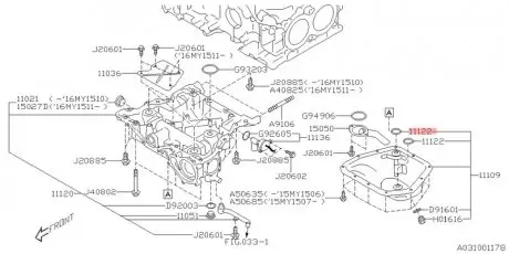 Ущільнювальне кільце SUBARU 11122AA350