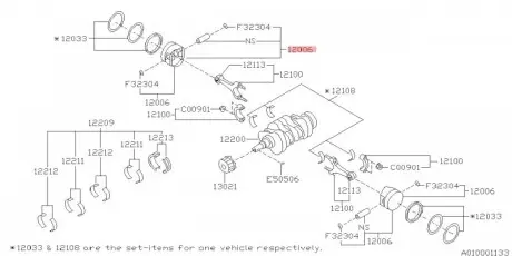Поршн. з пальцями SUBARU 12006AC350