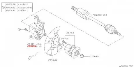 Поворот. кулак SUBARU 28313AG030