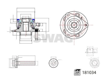 Подшипник ступицы (передней) Opel Astra 1.0-1.6 CDTI 15- SWAG 33108074