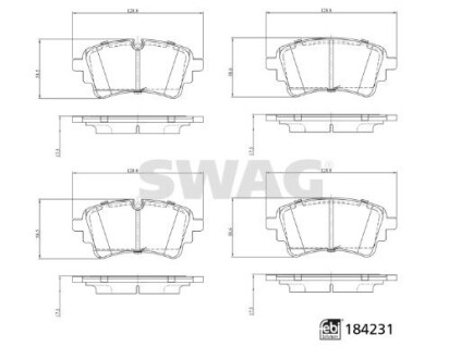 Колодки гальмівні (задні) Audi A4/A5/Q5/Q7 2.0 TFSI/TDI/3.0 TDI 15- (TRW) SWAG 33109321