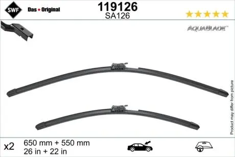 Щітка склоочисника безкаркасна передн із спойлером (2шт) AquaBlade 650/550мм MERCEDES S (V223), S (W223), S (Z223) 09.20- SWF 119126