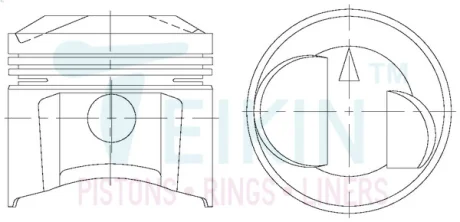 Фото поршень із пальцем STD (к-кт на двигун) Mitsubishi G37B TEIKIN 43195-STD Поршень із пальцем STD (к-кт на двигун) Mitsubishi G37B TEIKIN 43195-STD