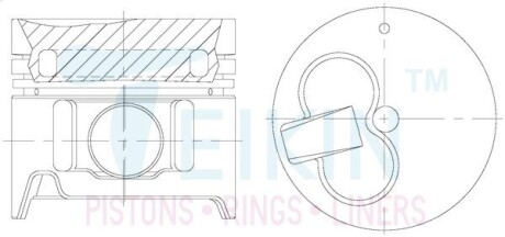 Поршень із пальцем +0.50мм (к-кт на двигун) 3C TEIKIN 46629-050
