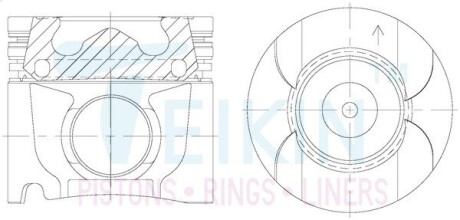 Поршень із пальцем +0.50мм (к-кт на двигун) Toyota 1CD-FTV Alfin Gallery TEIKIN 46680AG-050