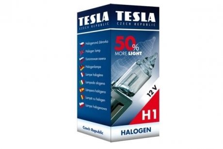 Лампа галоген H1 12V 55W,P14,5s+50% Premium TESLA B30101