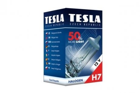 Лампа галоген H7 12V 55W PX26d+50% Premium TESLA B30701 (фото 1)