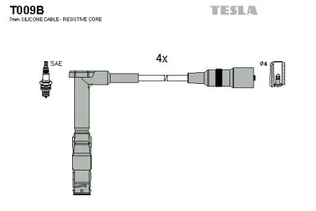 Провід високовольтні, комплект Mercedes-benz C-class (s202) 1.8 (96-00) TESLA T009B