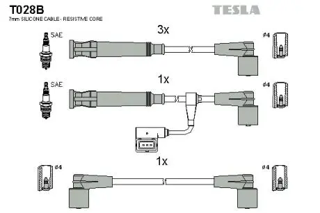 Комплект кабелів запалювання TESLA T028B