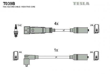 Комплект кабелів запалювання TESLA T039B