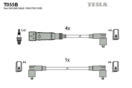 Комплект кабелей зажигания TESLA T055B (фото 1)