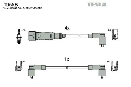 Комплект кабелей зажигания TESLA T055B