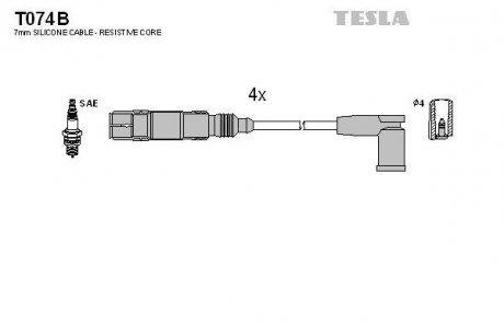 Комплект кабелів запалювання TESLA T074B (фото 1)