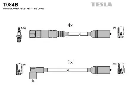 Комплект кабелей зажигания TESLA T084B