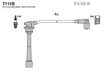 Комплект кабелей зажигания TESLA T118B