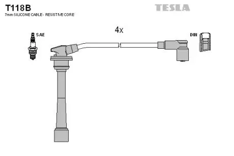 Комплект кабелей зажигания TESLA T118B