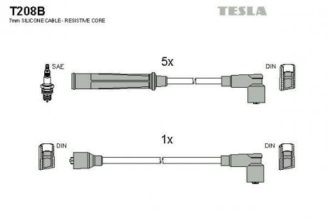 Комплект кабелів запалювання TESLA T208B