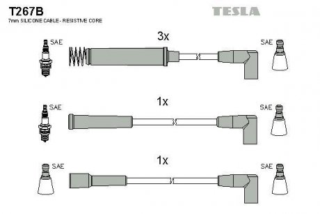 Комплект кабелів запалювання TESLA T267B (фото 1)