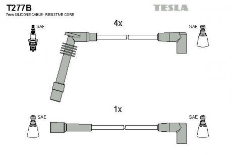 Комплект кабелів запалювання TESLA T277B (фото 1)