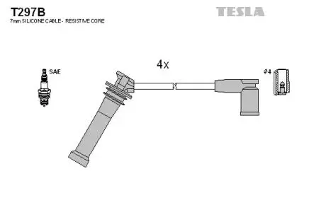 Комплект кабелей зажигания TESLA T297B